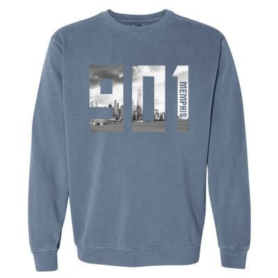 Vintage Memphis Tennessee 901 Area Code Skyline Garment-Dyed Sweatshirt