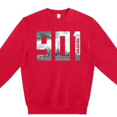 Vintage Memphis Tennessee 901 Area Code Skyline Premium Crewneck Sweatshirt