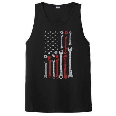 Vintage Mechanic Usa Flag Patriotic American Car Enthusiast Design PosiCharge Competitor Tank