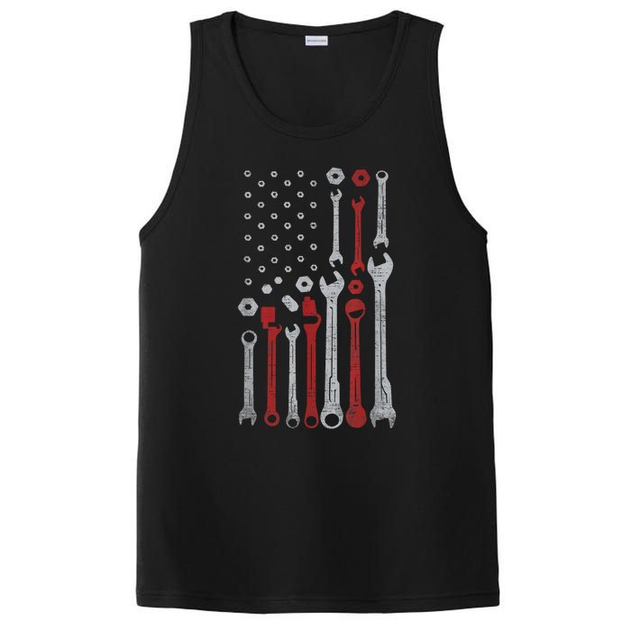 Vintage Mechanic Usa Flag Patriotic American Car Enthusiast Design PosiCharge Competitor Tank