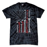 Vintage Mechanic Usa Flag Patriotic American Car Enthusiast Design Tie-Dye T-Shirt