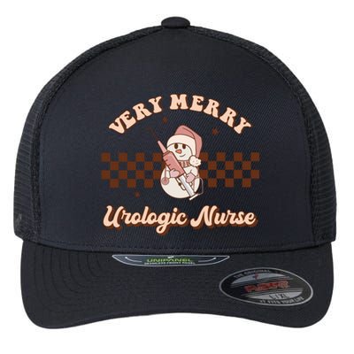 Very Merry Urologic Nurse Groovy Retro Christmas Pajamas Great Gift Flexfit Unipanel Trucker Cap