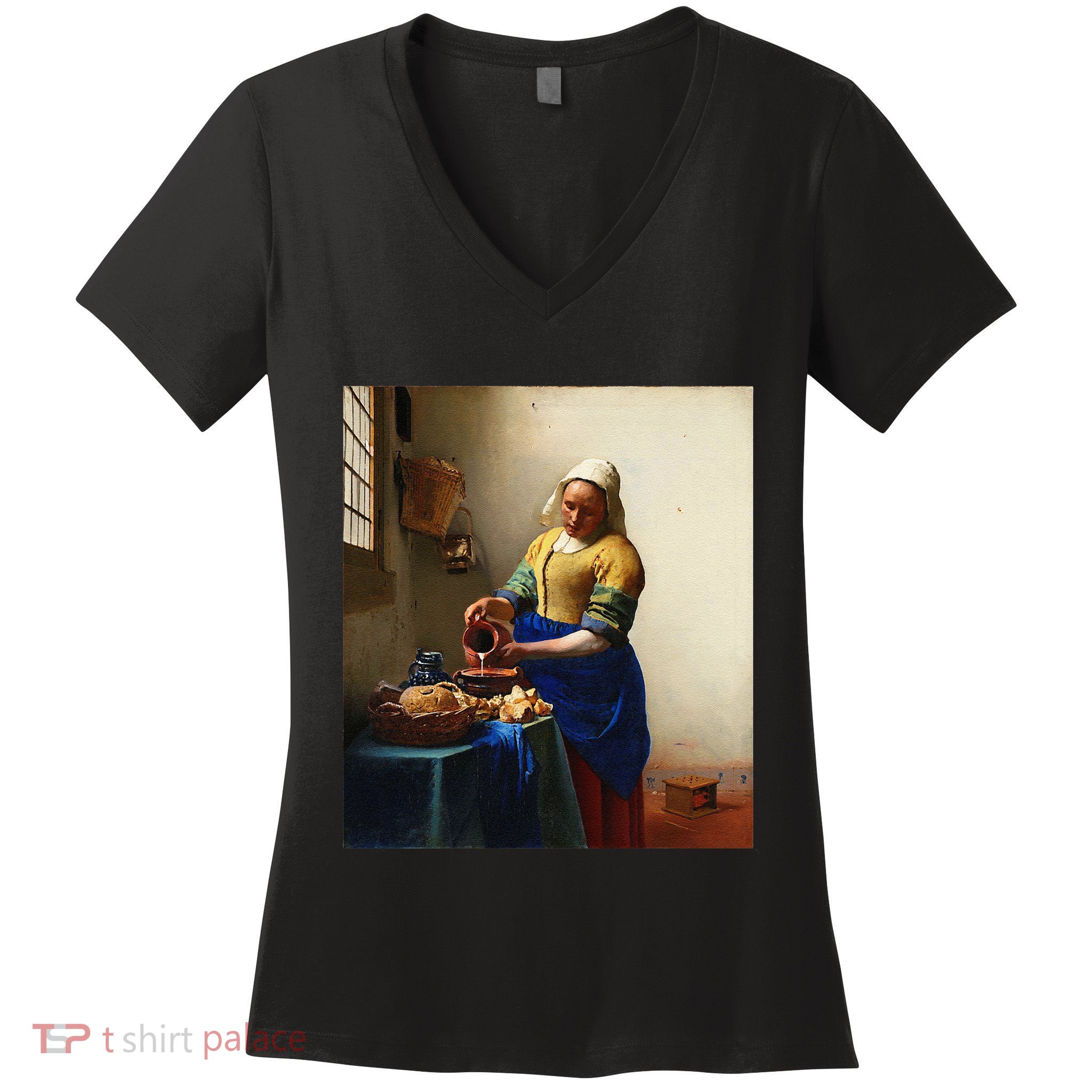 Vermeer Milkmaid Women's V-Neck T-Shirt