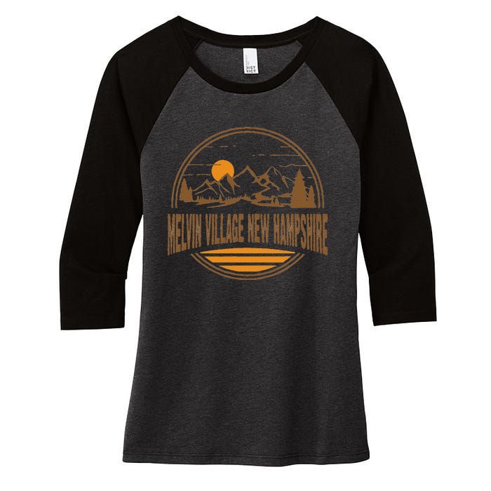 Vintage Melvin Village New Hampshire Mountain Hiking Print Women's Tri-Blend 3/4-Sleeve Raglan Shirt