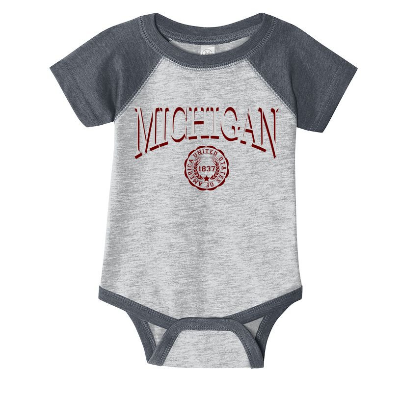 Vintage Michigan Varsity Style Infant Baby Jersey Bodysuit