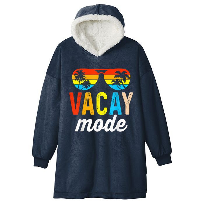 Vacay Mode Vintage Vacation Summer Cruise Family Holiday Hooded Wearable Blanket