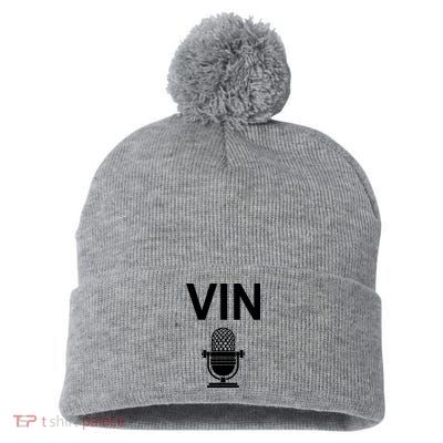 Vin Microphone Pom Pom 12in Knit Beanie