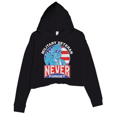 Vintage Military Veteran Armed Forces Retro Design Cool Gift Crop Fleece Hoodie