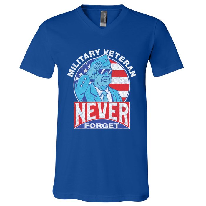 Vintage Military Veteran Armed Forces Retro Design Cool Gift V-Neck T-Shirt