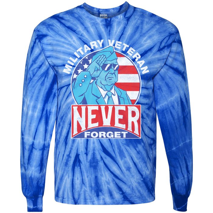 Vintage Military Veteran Armed Forces Retro Design Cool Gift Tie-Dye Long Sleeve Shirt