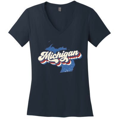 Vintage Michigan Women's V-Neck T-Shirt