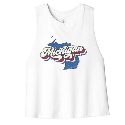 Vintage Michigan Women's Racerback Cropped Tank