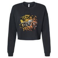 Vintage Motorcycle Cropped Pullover Crew