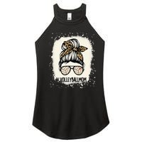 Volleyball Mom Volleyball Lover Mom Messy Bun Bleached Women’s Perfect Tri Rocker Tank