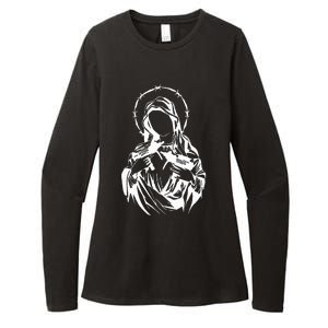 Virgin Mary With Uzis. Womens CVC Long Sleeve Shirt