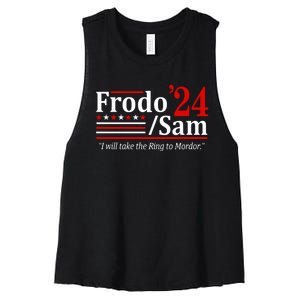 Viggo Mortensen Wearing Frodo And Sam 2024 I Will Take The Ring To Mordor Women's Racerback Cropped Tank