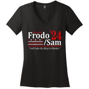 Viggo Mortensen Wearing Frodo And Sam 2024 I Will Take The Ring To Mordor Women's V-Neck T-Shirt