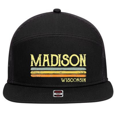 Vintage Madison Wisconsin Wi Love Gift Souvenir 7 Panel Mesh Trucker Snapback Hat