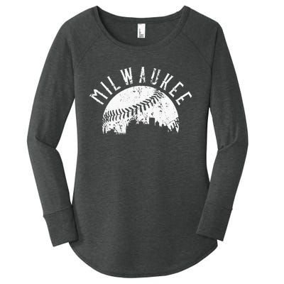 Vintage Milwaukee Wisconsin Skyline Apparel Women's Perfect Tri Tunic Long Sleeve Shirt