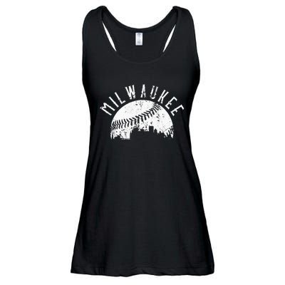 Vintage Milwaukee Wisconsin Skyline Apparel Ladies Essential Flowy Tank