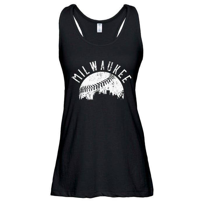 Vintage Milwaukee Wisconsin Skyline Apparel Ladies Essential Flowy Tank