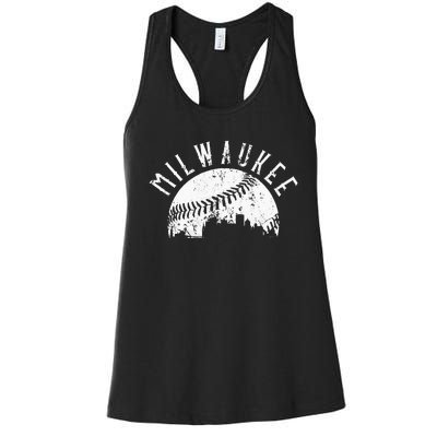 Vintage Milwaukee Wisconsin Skyline Apparel Women's Racerback Tank