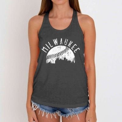 Vintage Milwaukee Wisconsin Skyline Apparel Women's Knotted Racerback Tank