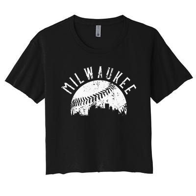 Vintage Milwaukee Wisconsin Skyline Apparel Women's Crop Top Tee