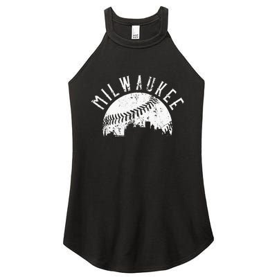 Vintage Milwaukee Wisconsin Skyline Apparel Women's Perfect Tri Rocker Tank