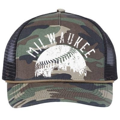 Vintage Milwaukee Wisconsin Skyline Apparel Retro Rope Trucker Hat Cap