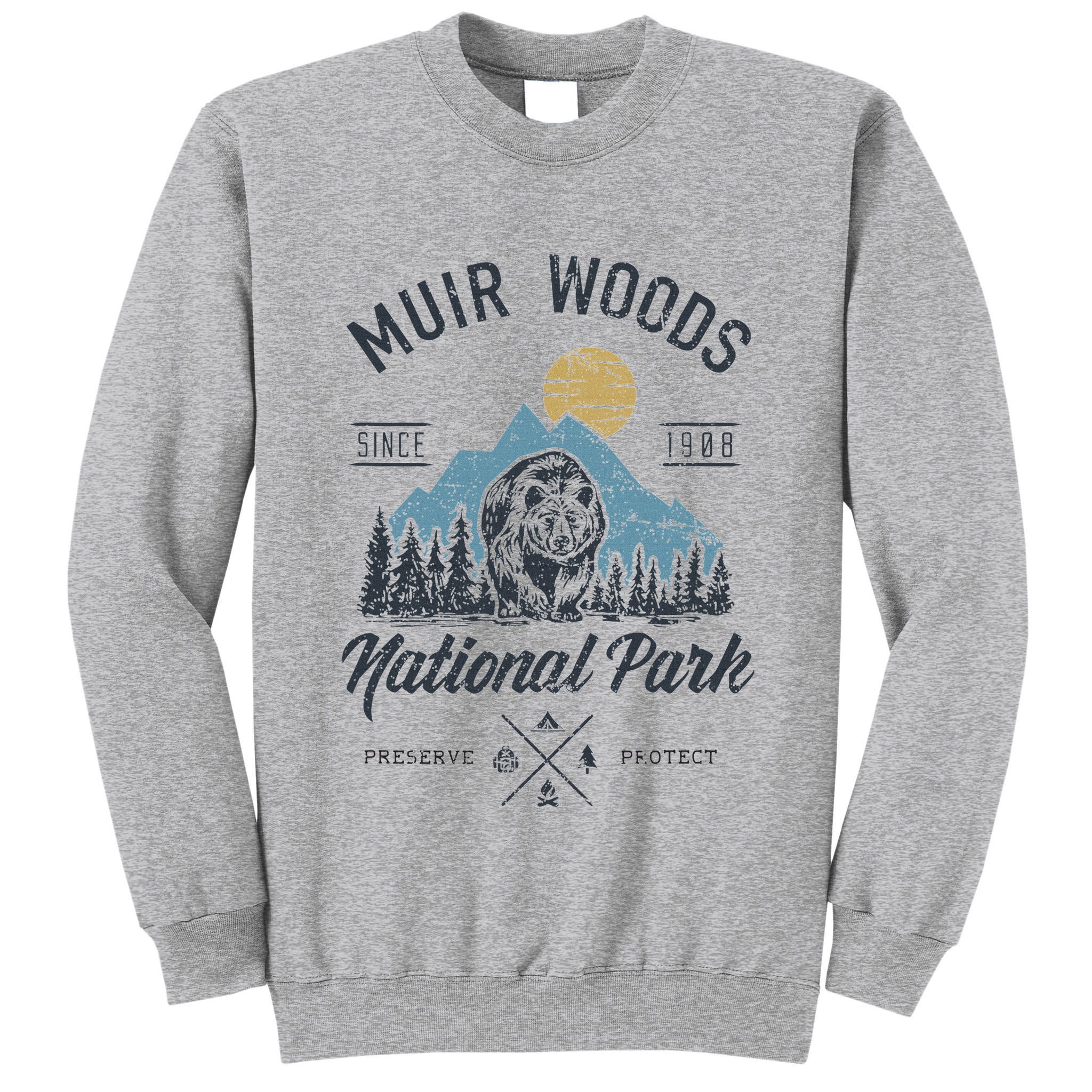 Vintage Muir Woods National Park Hiking Camping Tall Sweatshirt