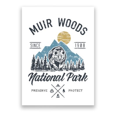 Vintage Muir Woods National Park Hiking Camping Poster