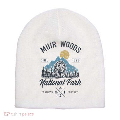 Vintage Muir Woods National Park Hiking Camping Short Acrylic Beanie