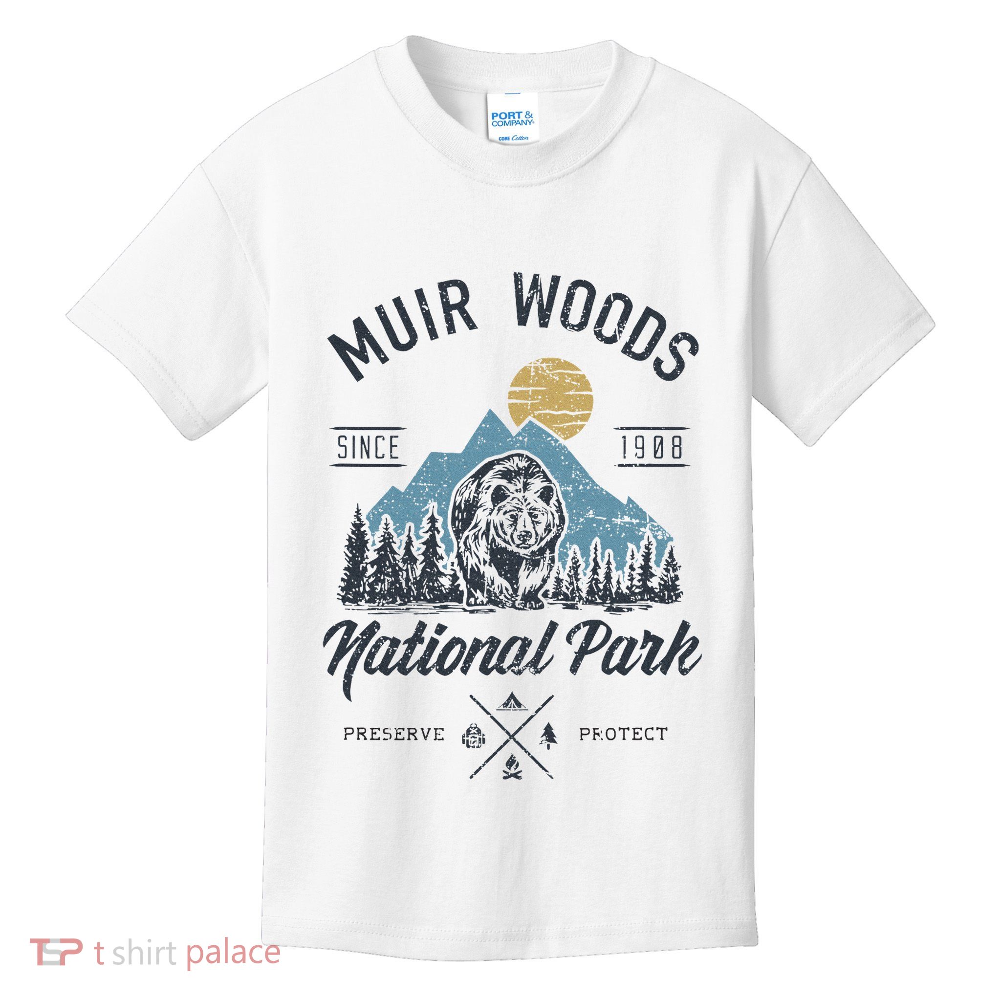 Vintage Muir Woods National Park Hiking Camping Kids T-Shirt