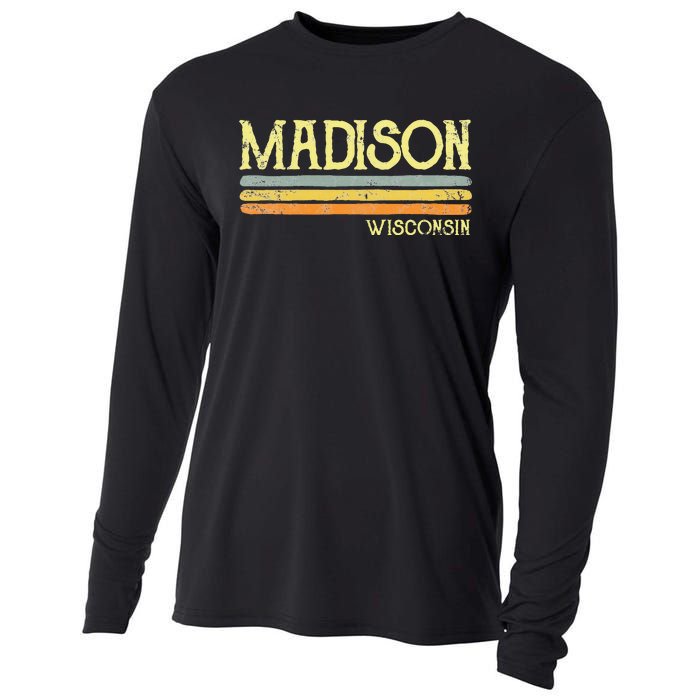 Vintage Madison Wisconsin Wi Love Gift Souvenir Cooling Performance Long Sleeve Crew