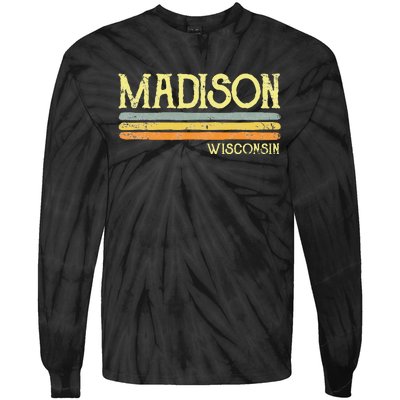 Vintage Madison Wisconsin Wi Love Gift Souvenir Tie-Dye Long Sleeve Shirt