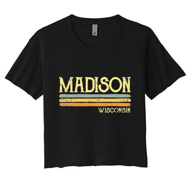 Vintage Madison Wisconsin Wi Love Gift Souvenir Crop Top