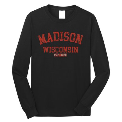 Vintage Madison Wisconsin State Wi Athletic Sports Long Sleeve Shirt