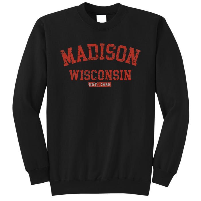 Vintage Madison Wisconsin State Wi Athletic Sports Tall Sweatshirt