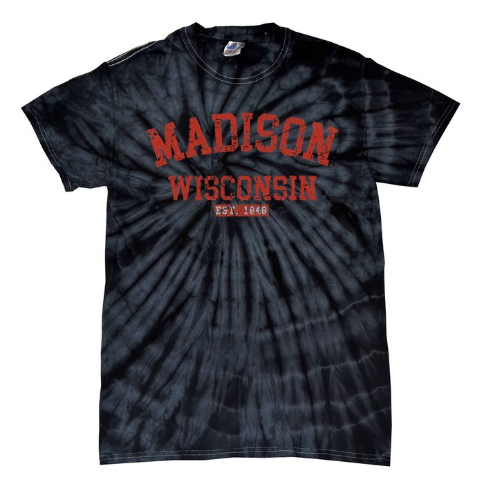 Vintage Madison Wisconsin State Wi Athletic Sports Tie-Dye T-Shirt