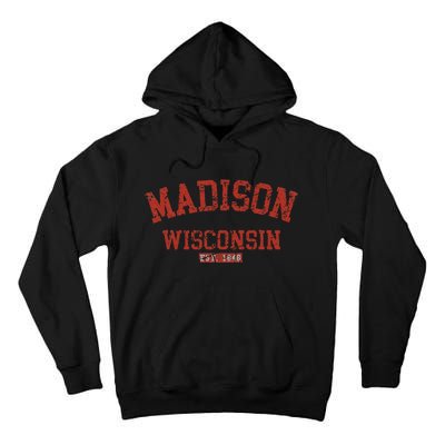 Vintage Madison Wisconsin State Wi Athletic Sports Tall Hoodie