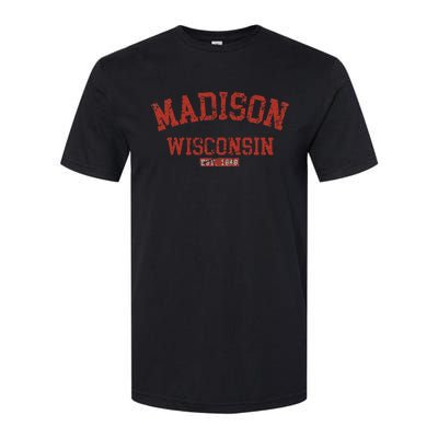 Vintage Madison Wisconsin State Wi Athletic Sports Softstyle CVC T-Shirt