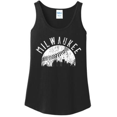 Vintage Milwaukee Wisconsin Skyline Apparel Ladies Essential Tank