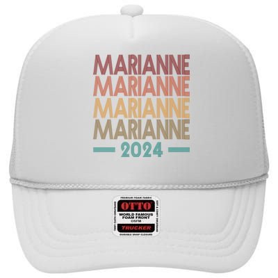 Vote Marianne Williamson Retro 2024 High Crown Mesh Back Trucker Hat