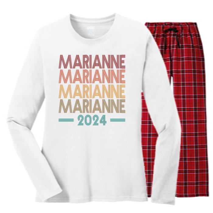 Vote Marianne Williamson Retro 2024 Women's Long Sleeve Flannel Pajama Set 