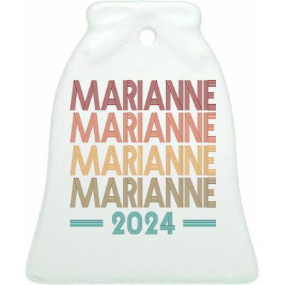 Vote Marianne Williamson Retro 2024 Ceramic Bell Ornament