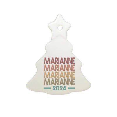 Vote Marianne Williamson Retro 2024 Ceramic Tree Ornament