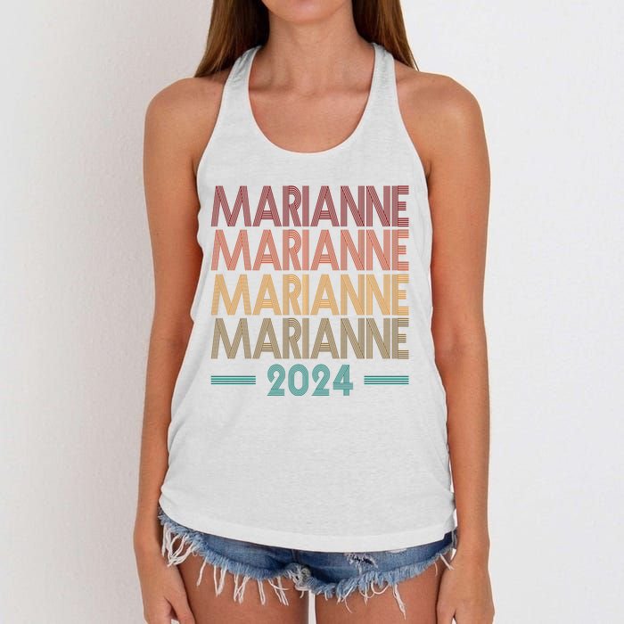 Vote Marianne Williamson Retro 2024 Women's Knotted Racerback Tank