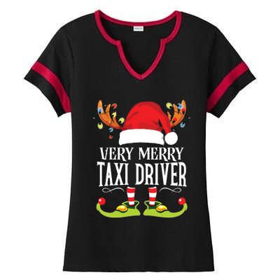 Very Merry Xmas Taxi Driver Matching Christmas Ladies Halftime Notch Neck Tee