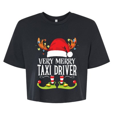 Very Merry Xmas Taxi Driver Matching Christmas Bella+Canvas Jersey Crop Tee